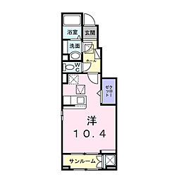 (仮称)白河市高山アパート ワンルームの間取図画像