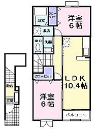 リバーサイドプラス1 2LDKの間取図画像