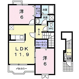 パイナリ今沢 2LDKの間取図画像