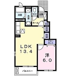 カーサエフB 1LDKの間取図画像