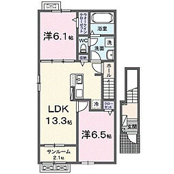 ロードグランデA棟 2LDKの間取図画像