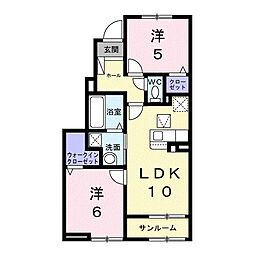 カーサ・コルーテ福 2LDKの間取図画像