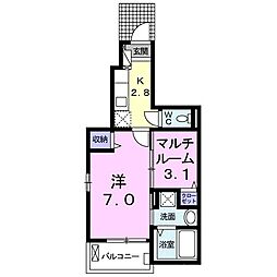 プライムタウンD 1Kの間取図画像