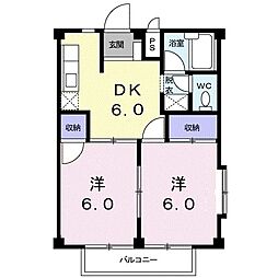 オンワームリー 2DKの間取図画像