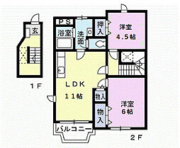 ヌーヴォーマツダA 2LDKの間取図画像