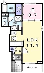 グレイスフルA 1LDKの間取図画像