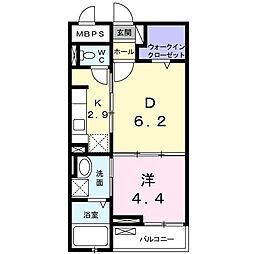 ウエストサイドヒルズ 1LDKの間取図画像