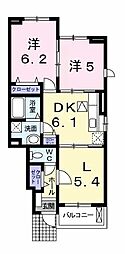 ピアチェーレC 2LDKの間取図画像