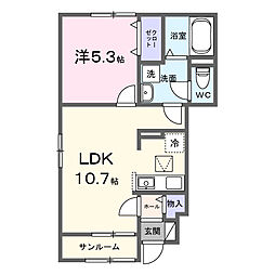 グレイスII 1LDKの間取図画像