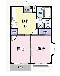 エルディム中本 2DKの間取図画像