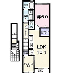 藤光町1丁目アパート III 1LDKの間取図画像
