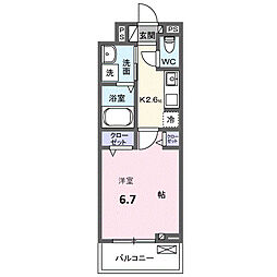 ラ・トゥール湘南II 1Kの間取図画像