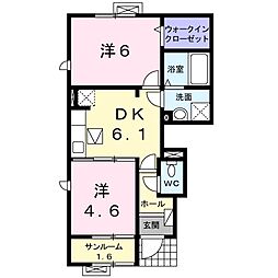 フラン・アヴェニュー 2DKの間取図画像