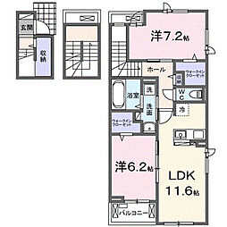 サイドコート多布施 2LDKの間取図画像