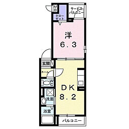 クラリエート 1DKの間取図画像