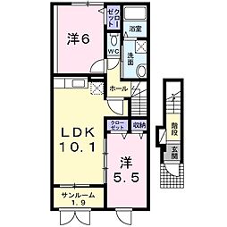 モンファヴォリ 2LDKの間取図画像