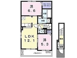 クレイドル1 2LDKの間取図画像