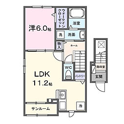 アムール・エ・ペ II 1LDKの間取図画像