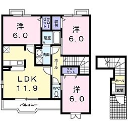 メゾン・ド・レステ2 3LDKの間取図画像