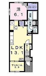 シャレー11 II 1LDKの間取図画像