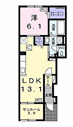 シャレー11 I 1LDKの間取図画像