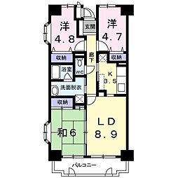 シャンヴェール柏 3LDKの間取図画像