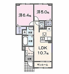 エトリエI 2LDKの間取図画像