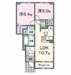 エトリエII 2LDKの間取図画像