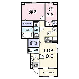 エテルネルII 2LDKの間取図画像