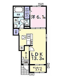 (仮)中島アパート1 1LDKの間取図画像