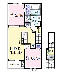 (仮)中島アパート1 2LDKの間取図画像