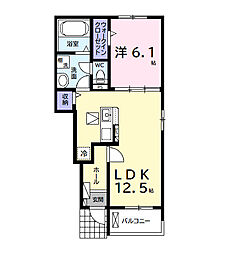 (仮)三直アパート1 1LDKの間取図画像