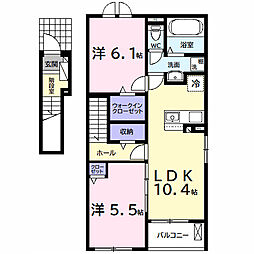 (仮)三直アパート2 2LDKの間取図画像