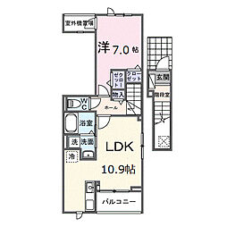 藤沢市石川1丁目アパート 1LDKの間取図画像