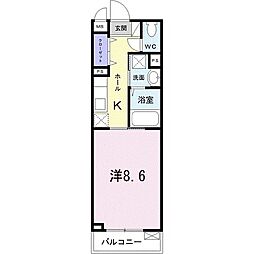 プルーリオン 1Kの間取図画像
