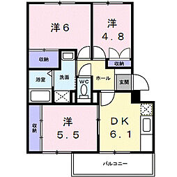 エルディム本町3 3DKの間取図画像