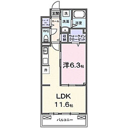 プロムナード 内谷 1LDKの間取図画像