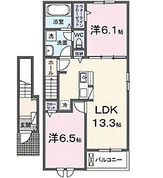 セイバリーV 2LDKの間取図画像