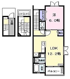 メゾンM&M2 1LDKの間取図画像