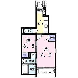 プレウス 2Kの間取図画像
