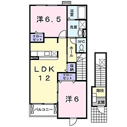 アロッジオA 2LDKの間取図画像
