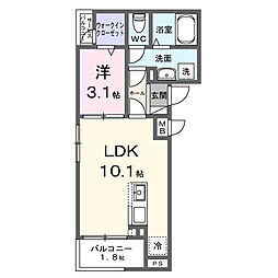 エクセルコートアゼリアA 1LDKの間取図画像
