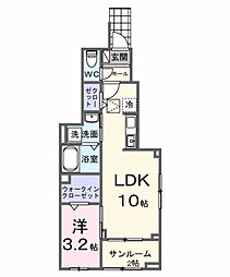 エクセルコートアゼリアB 1LDKの間取図画像