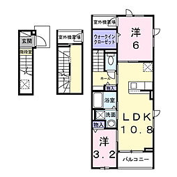 エクセルコートアゼリアB 2LDKの間取図画像