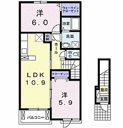 ワイズ・コート1 2LDKの間取図画像