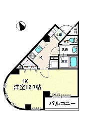 ベルミーキ 1Kの間取図画像
