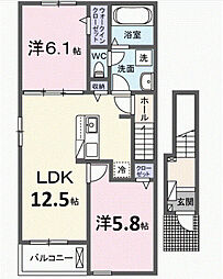 コモ壱番館 2LDKの間取図画像