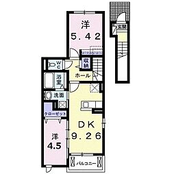 パピヨン2 2DKの間取図画像