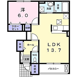 クリスタルフェンテ1 1LDKの間取図画像