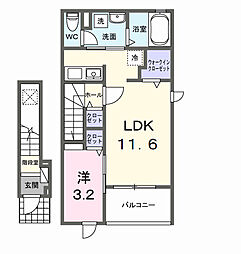 ルタン土ケ崎 1LDKの間取図画像